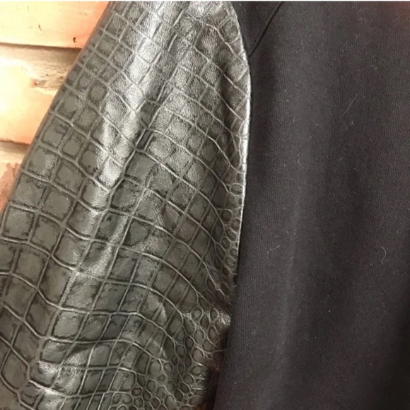 Versace Collection Hoodie Jacket Leather Cotton Sleeves Zip Up Hood Coat Logo MS - Picture 8 of 16